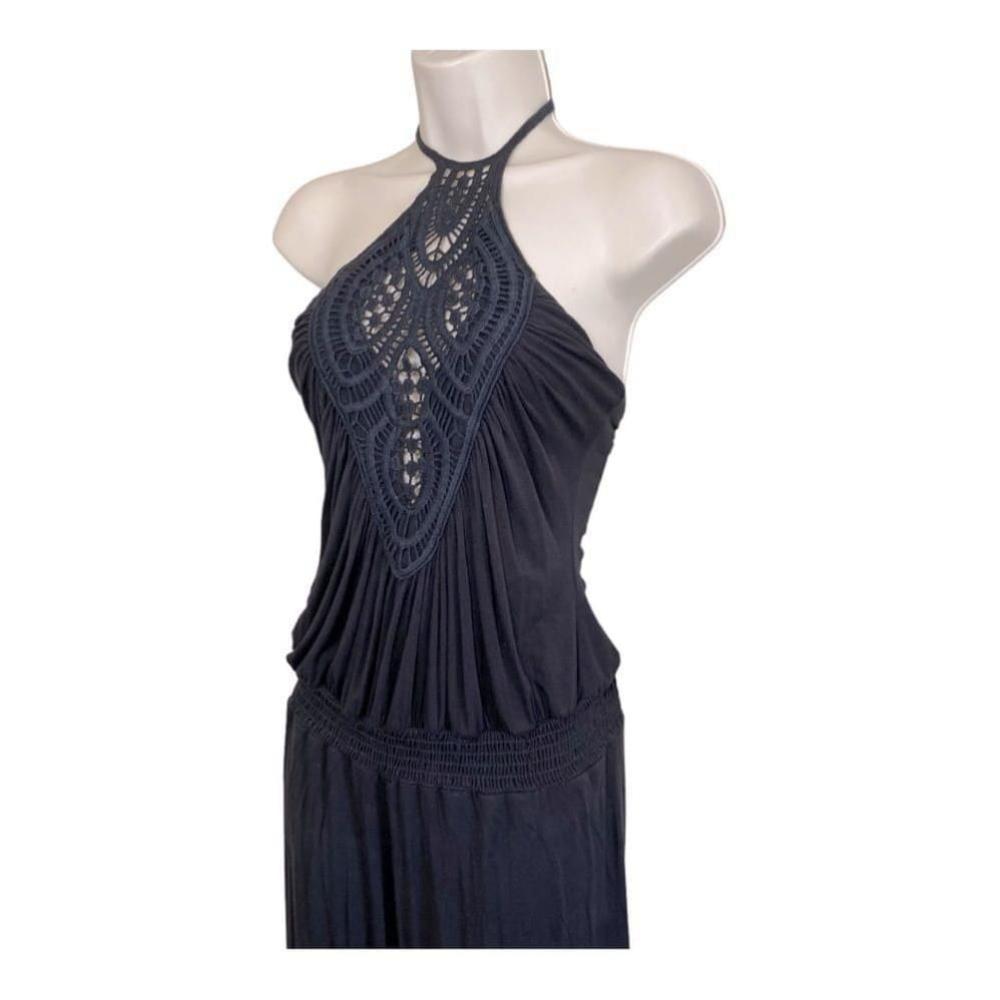 Sky Black Crochet Halter Jumpsuit